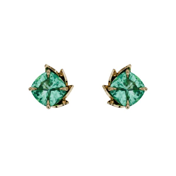 Iguana Emerald Earrings in 18k yellow gold with 4.96 ct green emeralds, St. Barth–inspired sculptural design