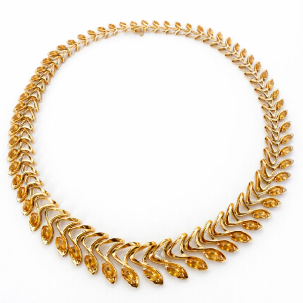 Rum necklace in 18K yellow gold with 14.55 ct citrines and 0.34 ct diamond from the Pirates of St Bart collection