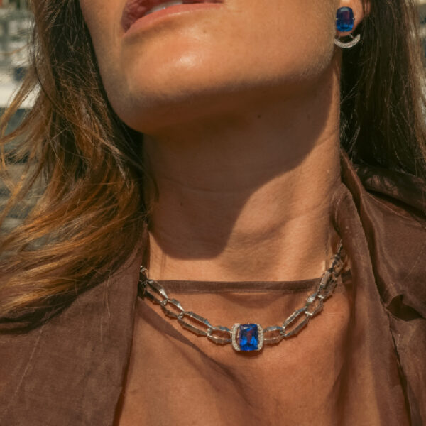 Alternative view of Anchor Necklace with 10.38 Tanzanite in 18K White Gold and 0.23 ct Diamonds