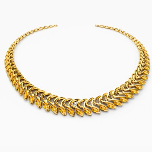 Rum Necklace with 14.55 ct Citrines and 0.34 ct Diamond in 18K Yellow Gold - Image 3