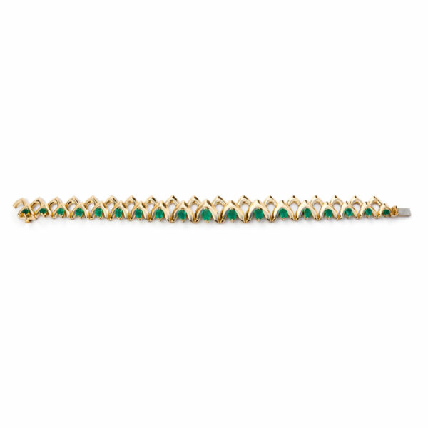 18K yellow gold parrot bracelet set with 4.44 cts of emeralds, Pirates of St Bart collection
