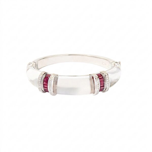 Eden Rock Bracelet in 18k White Gold with 0.60 ct Diamonds, 2.73 ct Rubies and 82.81 ct Crystal