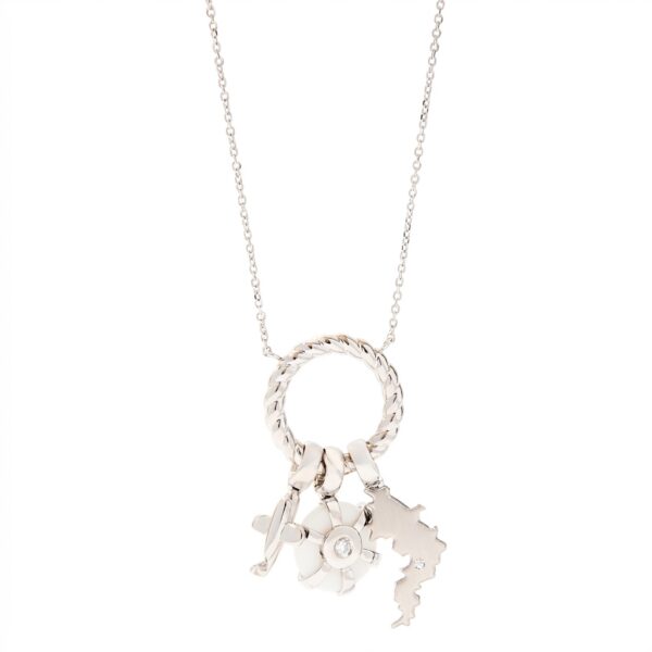 Eden Rock Charms Necklace — 18k White Gold, 0.35 ct Diamonds and 1.43 ct Agate