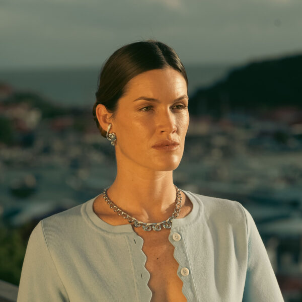 Hook Necklace with 8.43 ct Aquamarine and 0.61 ct Diamonds in 18K White Gold - Image 4