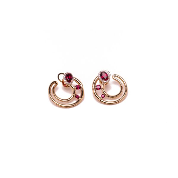 Spyglass 2.33 ct Rubellite and 0.72 ct Diamond Earrings in 18K Yellow Gold