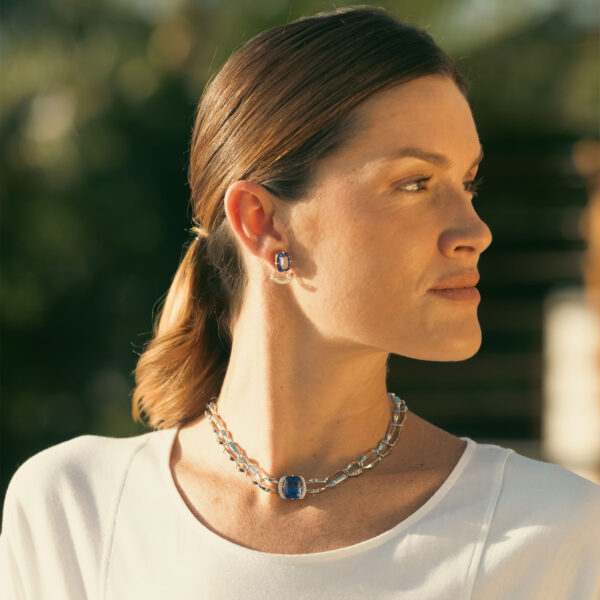Anchor Necklace with 10.38 Tanzanite in 18K White Gold and 0.23 ct Diamonds - Image 4