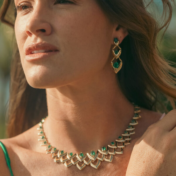 Alternative view of Parrot Necklace with 8.48 ct Emeralds in 18K Yellow Gold