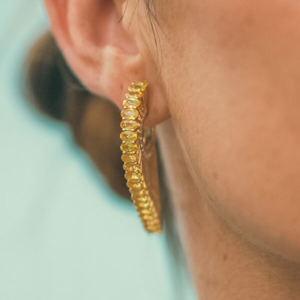 Alternative view of Hoop Earrings 18K Yellow Gold, 12.83 ct Sapphires and 1.51 ct Diamonds