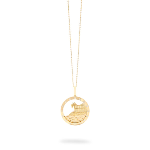 Stone View Eden Rock Necklace in solid 18k yellow gold with 0.21ct diamonds, inspired by Eden Rock, St. Barth