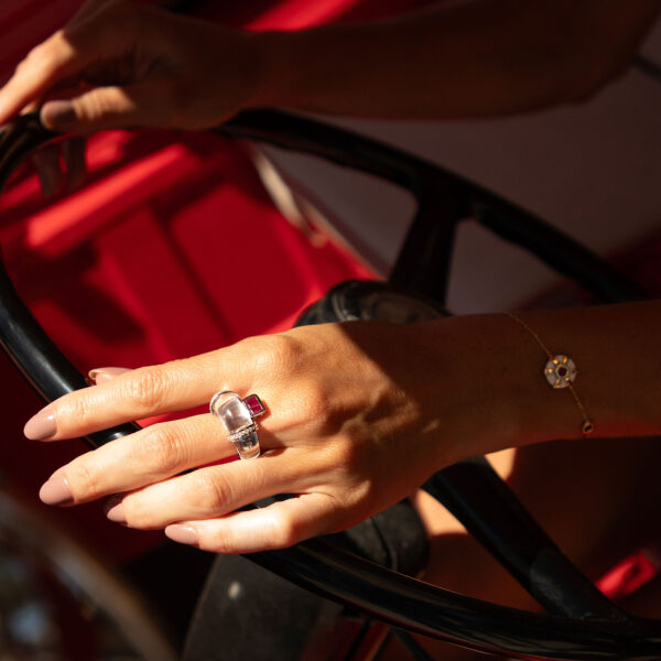 Alternative view of Eden Rock Ring in 18k White Gold with 14.68 ct Crystal, 0.37 ct Rubies and 0.25 ct Diamonds