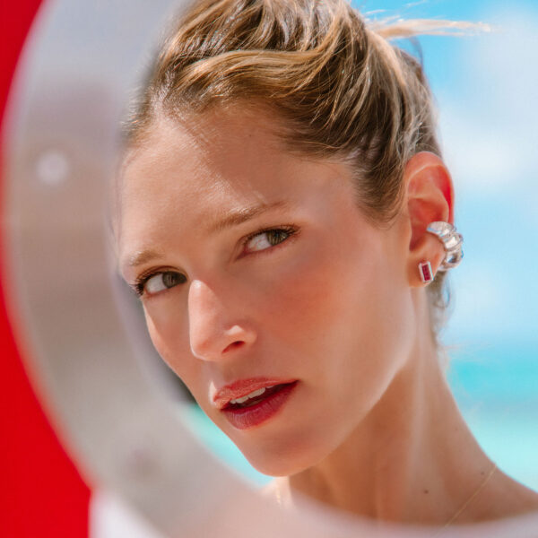 Eden Rock Earrings in 18k White Gold with 0.65 ct Diamonds, 0.96 ct Rubies & 31 ct Crystal - Image 3