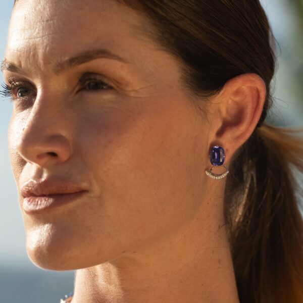 Alternative view of Anchor Earrings with 11.33 ct Tanzanite and 0.21 ct Diamonds in 18K White Gold