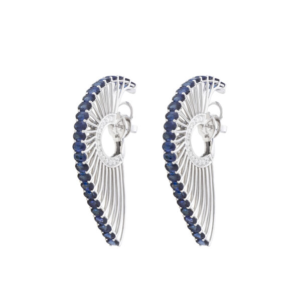 Hoop Earrings in 18K White Gold with 13.35 ct Blue Sapphire and 1.34 ct Diamond