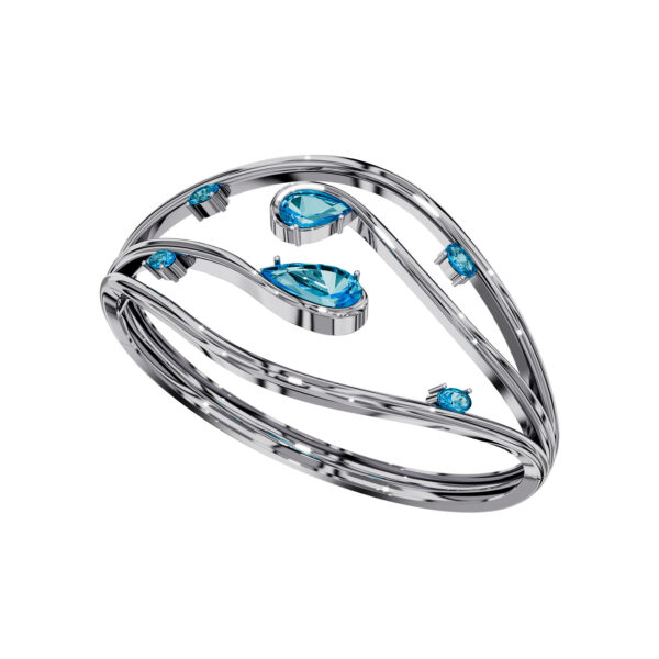 Waves bracelet in 18k white gold with 4.8 cts Swiss blue topazes