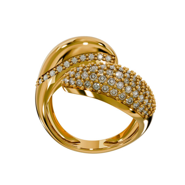 18k yellow gold crab ring with 1.03 ct diamonds on white background
