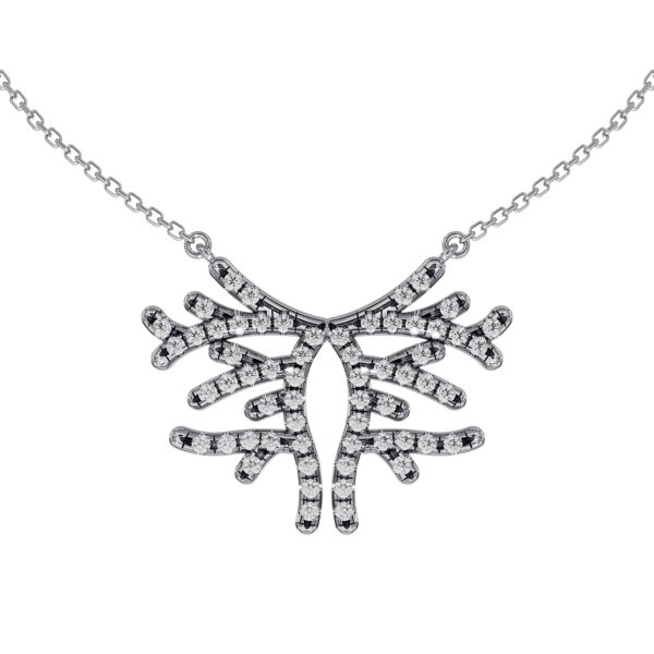 Necklace Coral in 18k White Gold with 0.57 ct Diamonds
