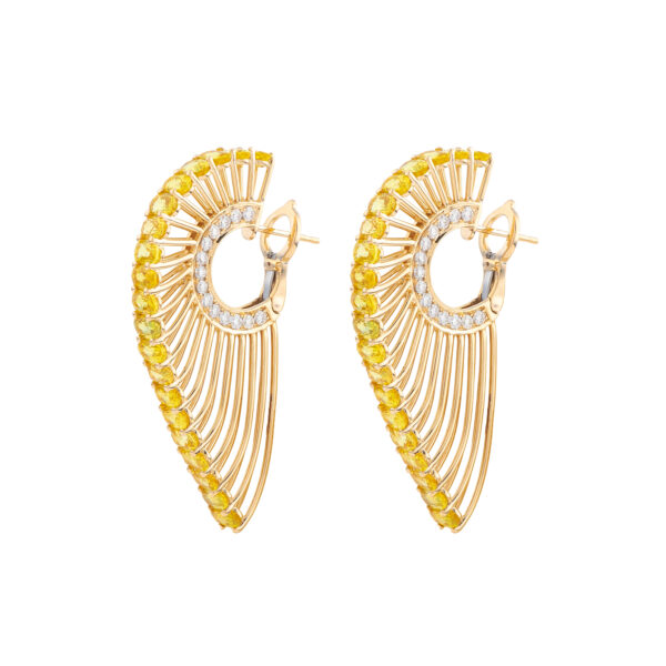 Hoop Earrings 18K Yellow Gold, 12.83 ct Sapphires and 1.51 ct Diamonds
