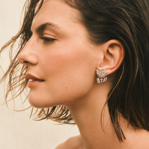 Alternative view of Coral Earrings in 18k White Gold with 0.98 ct Diamonds