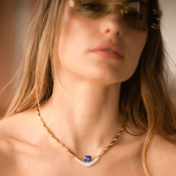 Alternative view of Anchor Necklace with 10.17 ct Blue Sapphire and 1.04 ct Diamonds
