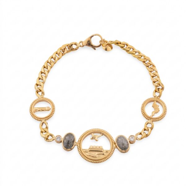 Coin Bracelet in 18k yellow gold bracelet with 2.11 cts of brilliant and rough diamonds