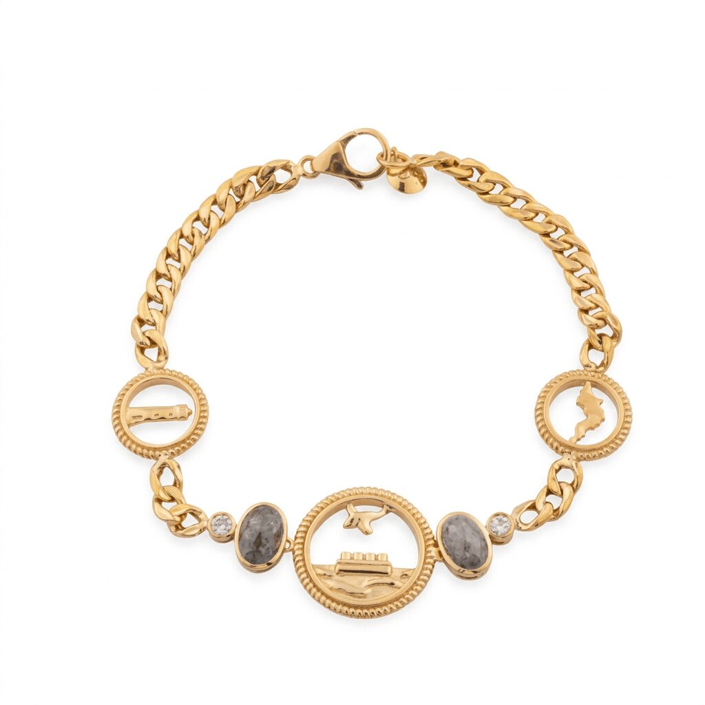 Coin Bracelet in 18k yellow gold bracelet with 2.11 cts of brilliant and rough diamonds